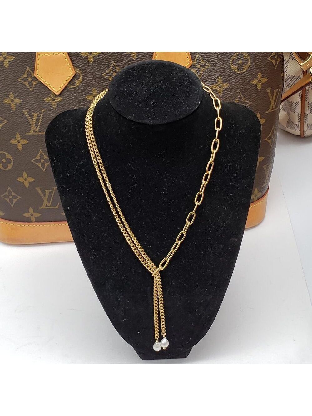 Stainless Steel Gold Plated with Real Fresh Pearl Necklace